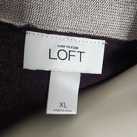 ANN TAYLOR LOFT Solid Purple Silver Trim Open Front Cardigan Womens Size XL - Picture 5 of 6